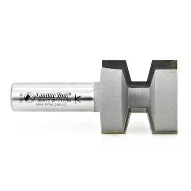 Amana Tool 55412 Carbide Tipped Wedge Tongue 15 Deg Angle x 1-1/4 D x 1-1/4 CH x 1/2 Inch SHK Router Bit