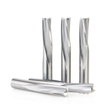 Amana Tool 46430-5, paquete de 5 brocas de fresar de carburo macizo de 3/8 D x 1 CH x 3/8 SHK x 2-1/2 pulgadas de largo de corte descendente de 3 filos