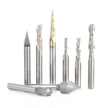 Amana Tool AMS-289 8-Pc CNC General Purpose Set, 1/4 Inch Shank