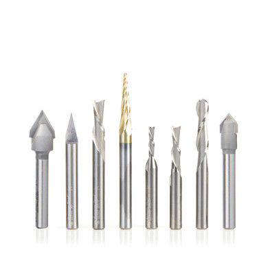 Amana Tool AMS-289 8-Pc CNC General Purpose Set, 1/4 Inch Shank