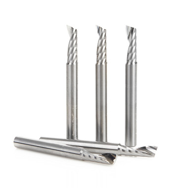Amana Tool 51480-5, 5-Pack CNC SC Spiral O Single Flute, Aluminum Cutting 1/4 D x 3/4 CH x 1/4 SHK x 2-1/2 Inch Long Up-Cut Router Bit with Mirror Finish