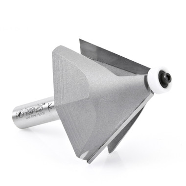 Amana Tool 57258 Carbide Tipped Chamfer with Ultra-Glide BB Guide Solid Surface 2-17/32 D x 1-3/4 CH x 30 Deg x 1/2 Inch SHK Router Bit