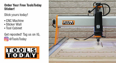 petit autocollant Toolstoday pour machines CNC