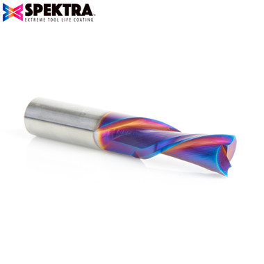 Amana Tool 48228-K SC Spektra Extreme Tool Life Coated Spiral Plunge 12mm Dia x 32mm CH x 12mm SHK 75mm Inch Long Down-Cut Router Bit for Drilling Shelf Pin Holes