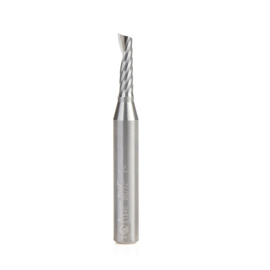 Amana Tool 51840 CNC SC Spiral O Single Flute, Aluminum Cutting 5/32 D x 9/16 CH x 1/4 SHK x 2 Inch Long Up-Cut Router Bit with Mirror Finish