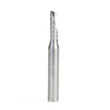 Amana Tool 51838 CNC SC Spiral O Single Flute, Corte de Aluminio 3/16 D x 5/8 CH x 1/4 SHK x 2 Inch Long Down-Cut Router Bit with Mirror Finish