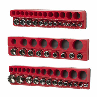 OmniWall Magnetic SAE Standard Socket Holder Set-Red