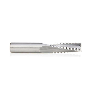 Amana Tool 59420 Solid Carbide Roughing Spiral 3 Flute Chipbreaker 3/8 Dia x 1 Cut Height x 3/8 Shank x 3 Inch Long Up-Cut Router Bit