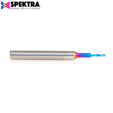 Amana Tool 46510-RS (Reduced Shank) SC Spektra Extreme Tool Life Coated Double Flute Up-Cut Ball Nose Spiral 1/32 R x 1/16 D x 1/4 CH x 1/4 SHK x 2-1/2 Inch Long Router Bit