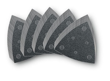 FEIN 63717109035 MultiMaster Triangle-Shaped Vacuum Hook & Loop Sanding Sheets Assortment, 60, 80, 120, 180, 240-grits (10 each)