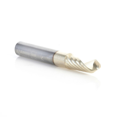 Amana Tool 51880-Z CNC SC Spiral O Single Flute Ball Nose, Aluminum Cutting 1/8 R x 1/4 D x 1/4 SHK x 2 Inch Long Up-Cut ZrN Coated Router Bit with Mirror Finish