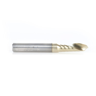 Amana Tool 51882-Z CNC SC Spiral O Single Flute Ball Nose, Aluminum Cutting 1/8 R x 1/4 D x 1/4 SHK x 2 Inch Long Up-Cut ZrN Coated Router Bit with Mirror Finish