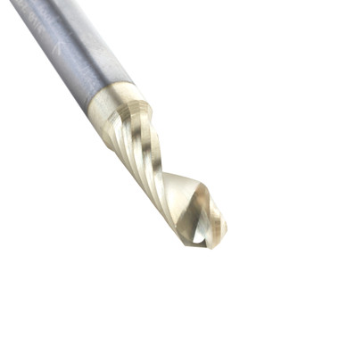 Amana Tool 51882-Z CNC SC Spiral O Single Flute Ball Nose, Aluminum Cutting 1/8 R x 1/4 D x 1/4 SHK x 2 Inch Long Up-Cut ZrN Coated Router Bit with Mirror Finish