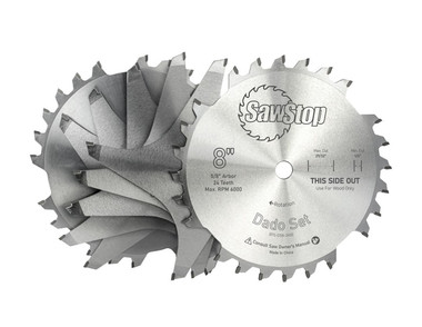 SawStop BTS-DS8-2402 Premium 8 Inch D x 24T, -5 Deg, 5/8 Bore, Dado Set