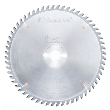 Amana Tool 612600-30 Lame de scie circulaire à tronçonner et à tronçonner à pointe carbure 12 pouces D x 60T ATB, 10 Deg, 30MM Bore, Circular Saw Blade