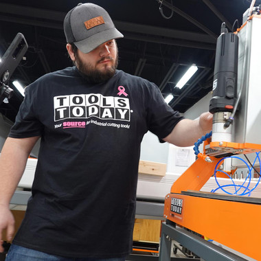 T-shirt à manches courtes noir pour la sensibilisation au cancer du sein, avec un ruban rose et le logo ToolsToday, pour homme - 3XL