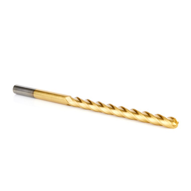 HSS1205 High Speed Steel HSS)Foam Cutting Ball End Extended Reach 1/4 Radius x 1/2 Dia x 6 x 10 Long x 1/2 Shank CNC 4-Flute Spiral Up-Cut Router Bit TiN Coated