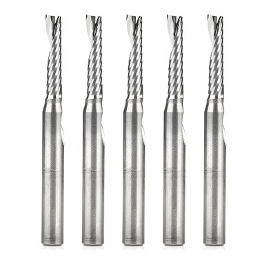 51456-5 5-Pack Solid Carbide CNC Spiral 'O' Single Flute, Aluminum Cutting 3/16 Dia x 7/8 x 1/4 Shank x 2-1/2 Inch Long Up-Cut Router Bits