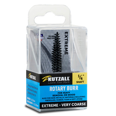 Kutzall Extreme - Taper Burr, 1/4'' Shank, Head Diameter 1/4'' X Head Length 1-1/2'', Very Coarse