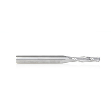 Amana Tool 46450 Fraise à surfacer en carbure monobloc à denture hélicoïdale 3/32 R x 3/16 D x 3/4 CH x 1/4 SHK x 2-1/2 Inch Long x 2 Flute avec finition miroir.