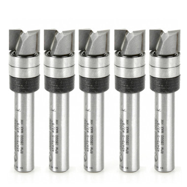 Amana Tool 45475-S-5, 5-Pack Carbide Tipped Dado Clean Out 3/8 D x 1/4 CH x 1/4 Inch SHK w/ Upper Ball Bearing Router Bits