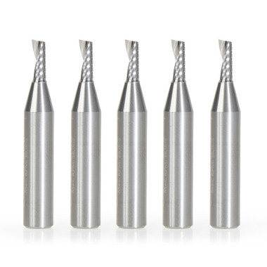 51373-5 5er-Pack Vollhartmetall CNC Spiral 'O' Single Flute, Aluminium schneiden 1/8 Dia x 5/16 x 1/4 Shank x 1-1/2 Inch lang Up-Cut Router Bits