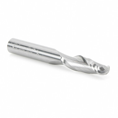 Amana Tool 46378 Fresa espiral de metal duro de doble filo y punta esférica 3/16 R x 3/8 D x 1-1/4 CH x 3/8 SHK x 3 pulgadas de largo