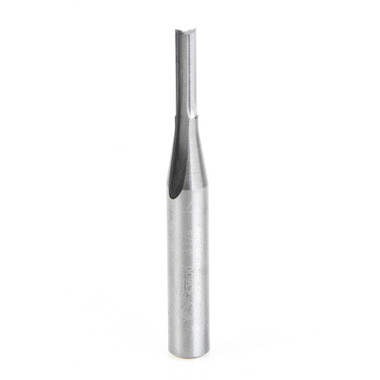 Amana Tool 43600 Solid Carbide Double Straight V Flute, Plastic Cutting 1/8 D x 1/2 CH x 1/4 SHK x 2 Inch Long Router Bit