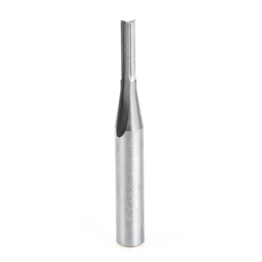 Amana Tool 43600 Fresa de metal duro de doble filo recto en V, corte de plástico 1/8 D x 1/2 CH x 1/4 SHK x 2 pulgadas de largo