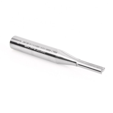 Amana Tool 43600 Fresa de metal duro de doble filo recto en V, corte de plástico 1/8 D x 1/2 CH x 1/4 SHK x 2 pulgadas de largo