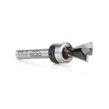 Timberline 150-70 Carbide Tipped Dovetail 14 Deg x 1/2 D x 1/2 CH x 1/4 Inch SHK w/ Upper Ball Bearing Router Bit