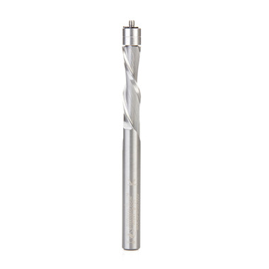 Amana Tool 46297 Recorte espiral de carburo sólido UltraTrim 1/4 D x 1 CH x 1/4 SHK x 3 pulgadas de largo con fresa de corte descendente BB doble