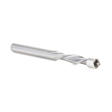 Amana Tool 46297 Recorte espiral de carburo sólido UltraTrim 1/4 D x 1 CH x 1/4 SHK x 3 pulgadas de largo con fresa de corte descendente BB doble