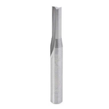 Amana Tool 43604 Fresa de metal duro de doble filo recto en V, para corte de plástico 3/16 D x 5/8 CH x 1/4 SHK x 2 pulgadas de largo