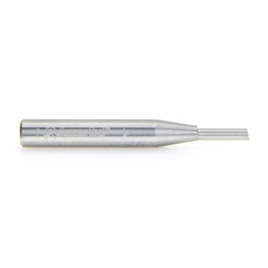 Amana Tool 43700 Solid Carbide Single Flute Straight Plunge High Production 1/8 D x 7/16 CH x 1/4 Inch x 2 Inch Long SHK Router Bit