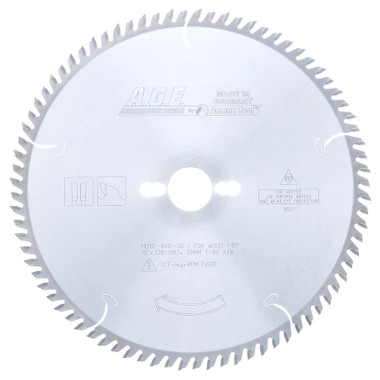 AGE Series MD10-800-30 Carbide Tipped Cut-Off and Crosscut 10 Inch D x 60T ATB, 12 Deg, 30MM Bore, Circular Saw Blade