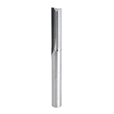 Amana Tool 43608 Fresa de metal duro de doble filo recto en V para corte de plástico 1/4 D x 1 pulgada CH x 1/4 SHK x 2-1/2 pulgadas de largo