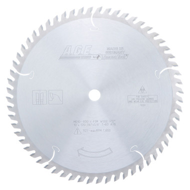 AGE Series MD10-600 Carbide Tipped Cut-Off and Crosscut 10 Inch D x 60T ATB, 12 Deg, 5/8 Bore, Circular Saw Blade