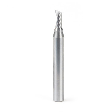 Amana Tool 51449 CNC SC Spiral O Single Flute, Corte de Plástico 3/16 D x 3/8 CH x 1/4 SHK x 2 Pulgadas de Largo Fresa para Fresar con Acabado Espejo