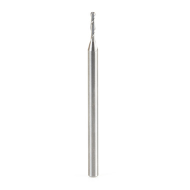 Amana Tool 46373 Solid Carbide Double Flute Up-Cut Ball Nose Spiral 1/32 R x 1/16 D x 1/4 CH x 1/8 SHK x 2 Inch Long Router Bit