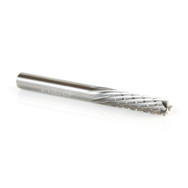 Amana Tool 46262 Fresa de carburo macizo para cortar fibra de carbono de 3/16 de diámetro x 5/8 de altura de corte x 3/16 de vástago x 2 pulgadas de largo