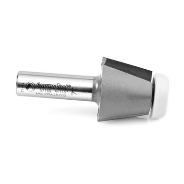 Amana Tool 57169 Carbide Tipped Lansen Solid Surface Edge Sink 11.5 Deg Bevel x 7/8 D x 3/4 CH x 1/2 Inch SHK Router Bit