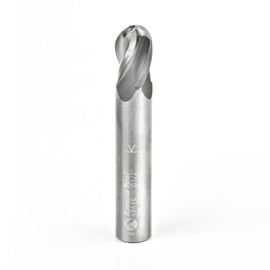 Amana Tool 46446 SC Up-Cut Spiral Ball Nose 1/4 R x 1/2 D x 3/4 CH x 1/2 SHK x 3 Inch Long x 4 Flute Router Bit with High Mirror Finish
