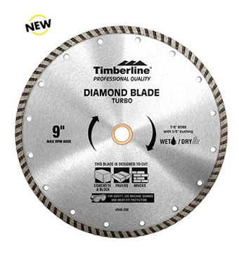 Timberline 640-250 Turbo Diamond 9 Inch D 7/8 Bore, Circular Diamond Saw Blade