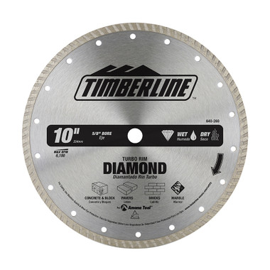 Timberline 640-260 Turbo Diamond 10 Inch D 5/8 Bore, Circular Diamond Saw Blade