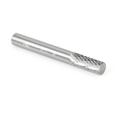 Amana Tool BURS-100 Cylindrical Shape SC 1/4 D x 5/8 CH x 1/4 SHK x 2 Inch Long Double Cut SA Burr Bit