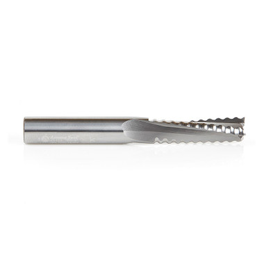 Amana Tool 46129 Solid Carbide Roughing Spiral 3 Flute Chipbreaker 3/8 Dia x 1-1/4 Cut Height x 3/8 Shank x 3 Inch Long Up-Cut Router Bit