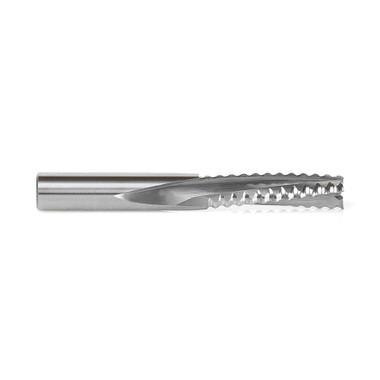 Amana Tool 46223 Solid Carbide Roughing Spiral 3 Flute Chipbreaker 3/8 Dia x 1-1/4 Cut Height x 3/8 Shank x 3 Inch Long Down-Cut Router Bit