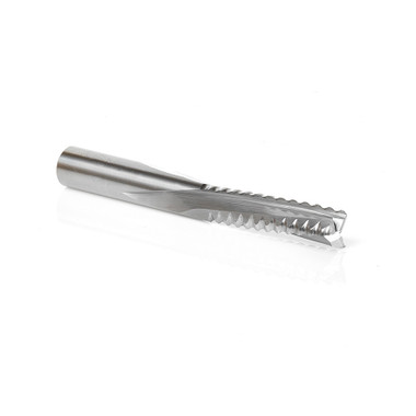 Amana Tool 46223 Solid Carbide Roughing Spiral 3 Flute Chipbreaker 3/8 Dia x 1-1/4 Cut Height x 3/8 Shank x 3 Inch Long Down-Cut Router Bit