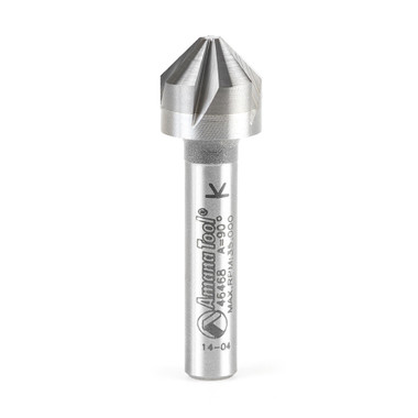 Amana Tool 46468 CNC Carbure Solide 90 Degree Angle x 1/2 D x 5mm CH x 1/4 SHK x 1-9/16 Inch Long, 5 Flute Countersink and Chamfer Router Bit (Fraise à chanfreiner et à fraiser)